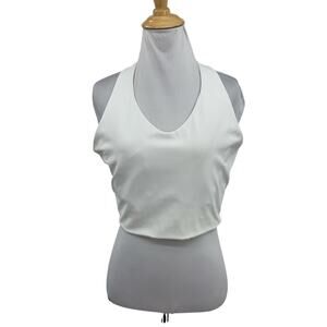 Spanx Sports Bra Womens 1X Plus White Core Racerback Longline Medium Impact